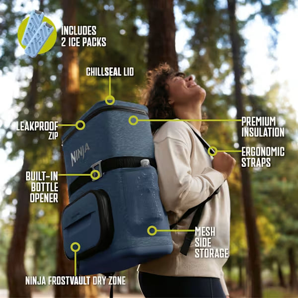 Ninja FrostVault Go 17L Backpack Cooler – Navy| FF124EUUKNV - Image 5