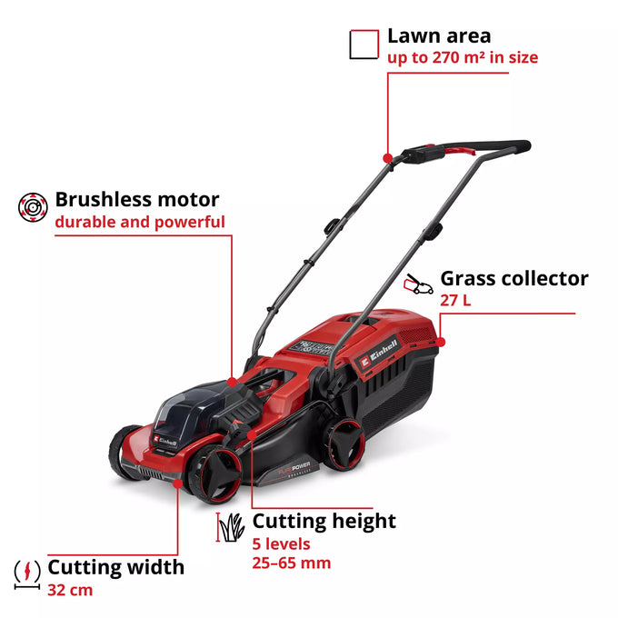 Einhell Power X-Change 32cm Cordless Lawn Mower - Bare Unit | 3413370 - Image 7