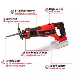 Einhell PXC 18V Brushless Reciprocating Saw 200mm 22533