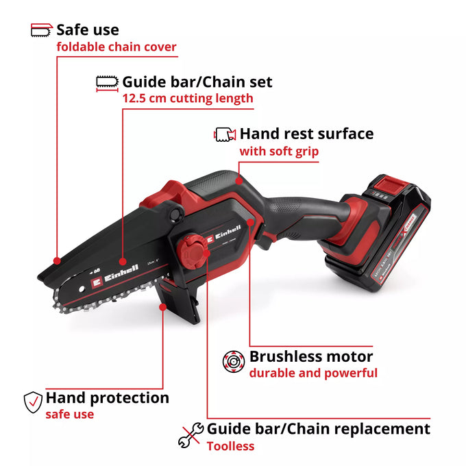 Einhell PXC 18V Brushless Pruning Chainsaw Kit 13cm 23044 - Image 3