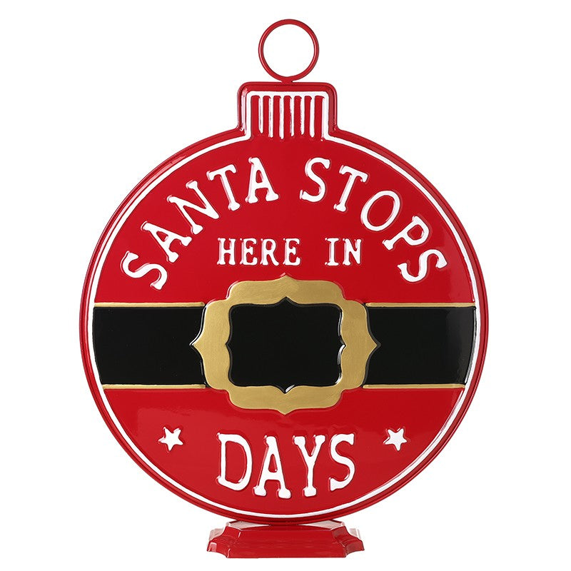 Large Santa Stops Here Bauble Chalkboard 66cm - Image 1