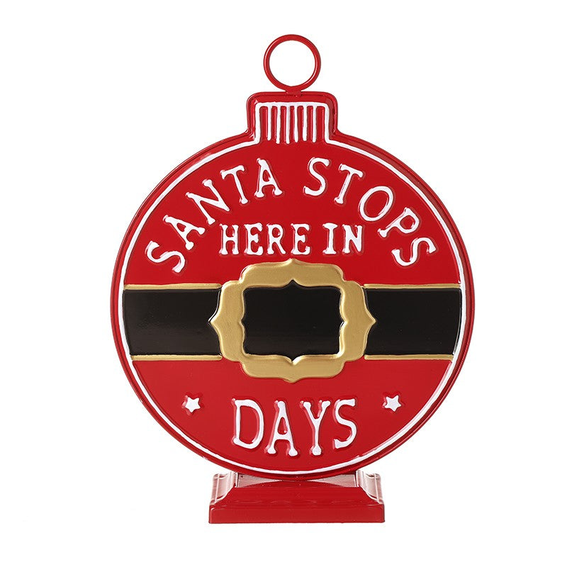 Small Santa Stops Here Bauble Chalkboard 37cm - Image 1