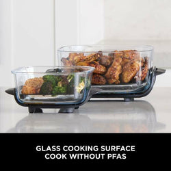 Ninja CRISPi 4-in-1 Portable Glass Air Fryer Sage FN101UKSG, compact, versatile cooking, available at Keans Claremorris