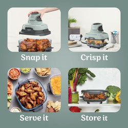 Ninja CRISPi 4-in-1 Portable Glass Air Fryer in Sage, compact design, versatile cooking - available at Keans Claremorris