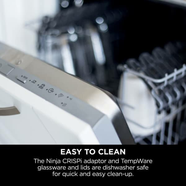 Ninja CRISPi 4-in-1 Portable Glass Air Fryer Sage FN101UKSG, compact multi-function cooker, available at Keans Claremorris