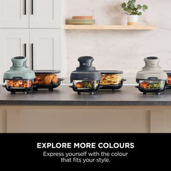 Ninja CRISPi 4-in-1 Portable Glass Air Fryer in Stone, compact design, versatile cooking – available at Keans Claremorris.