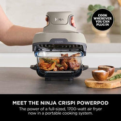 Ninja CRISPi 4-in-1 Portable Glass Air Fryer Stone FN101UKST, compact multi-function cooker, available at Keans Claremorris