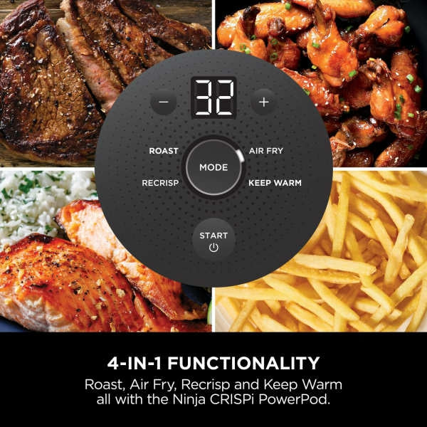 Ninja CRISPi 4-in-1 Portable Glass Air Fryer Stone FN101UKST, compact multi-function fryer, available at Keans Claremorris