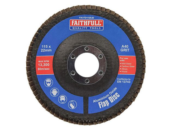 Faithfull Aluminium Oxide Flap Disc A40 – 115mm Keans Claremorris
