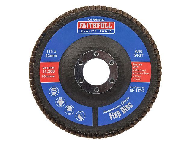 Faithfull Aluminium Oxide Flap Disc A40 – 115mm Keans Claremorris