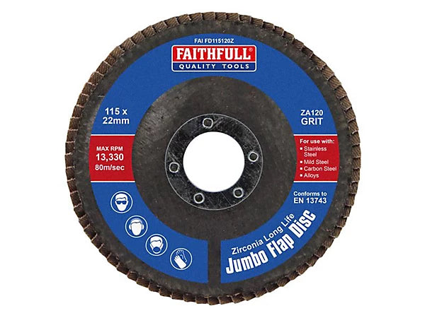 Faithfull Flap Disc Zirconia A120 115mm Jumbo Keans Claremorris