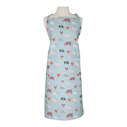 Farmyard Adult Apron in blue with adjustable neck strap, large pockets, and extra-long ties – from Keans Claremorris.