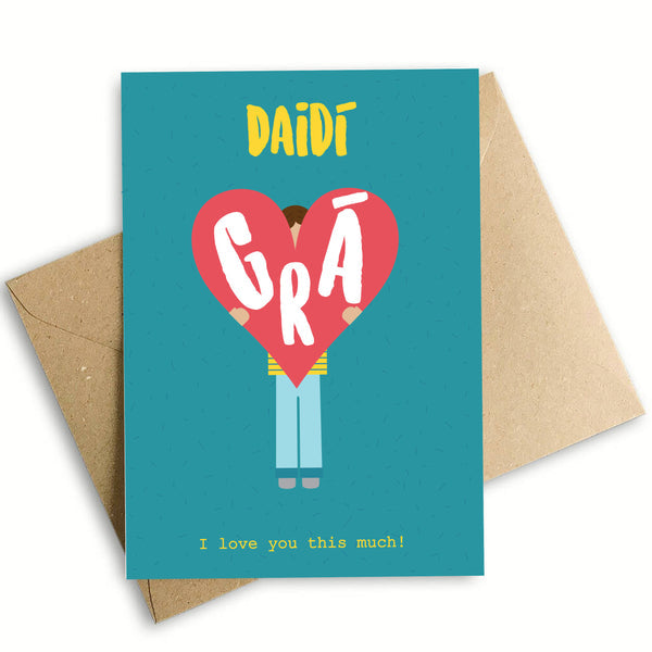 I Love Daddy Boy Card, A6 size, 350gsm silk card with eco-friendly envelope, greeting inside, by Keans Claremorris.