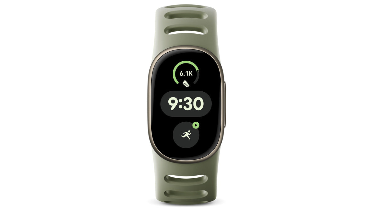 Google Fitbit Edge Olive Pyrite fitness tracker with olive Active Band and satin pyrite aluminium case