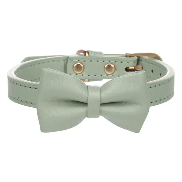 Flamingo Dog Collar Nela with Bow Tie - Green Keans Claremorris