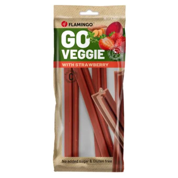 Flamingo Go Veggie - Dental Sticks  - Strawberry 3pk Keans Claremorris