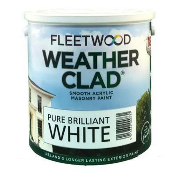 Fleetwood Weather Clad Brilliant White 2.5L exterior acrylic paint, durable, mould resistant, smooth finish – Keans