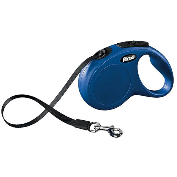 Flexi Classic 5m blue tape leash for dogs up to 25kg, chromed hook, short-stroke brake, customizable - Keans Claremorris