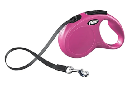 Pink 5m Flexi Classic Tape Lead for dogs up to 15kg with chromed snap hook, short-stroke brake – Keans Claremorris