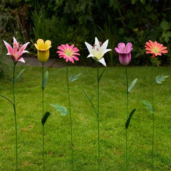 Flower Power Barmy Stakes metal garden border stake, 80cm tall, colorful designs, sold individually – Keans Claremorris.