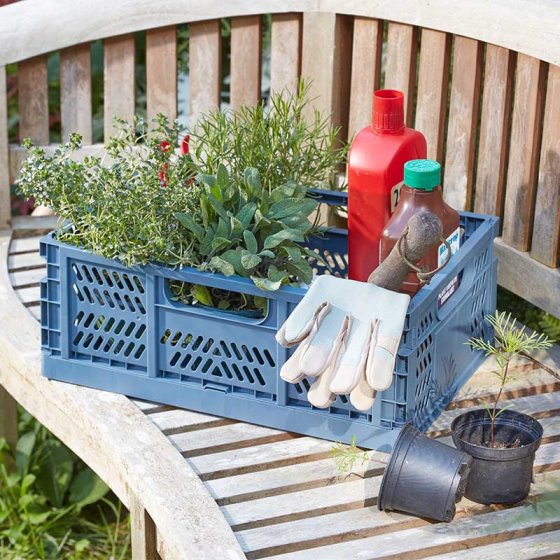 Folding Tidy Garden Box with mesh design, durable plastic, folds flat for storage – ideal for tools and plants | Keans