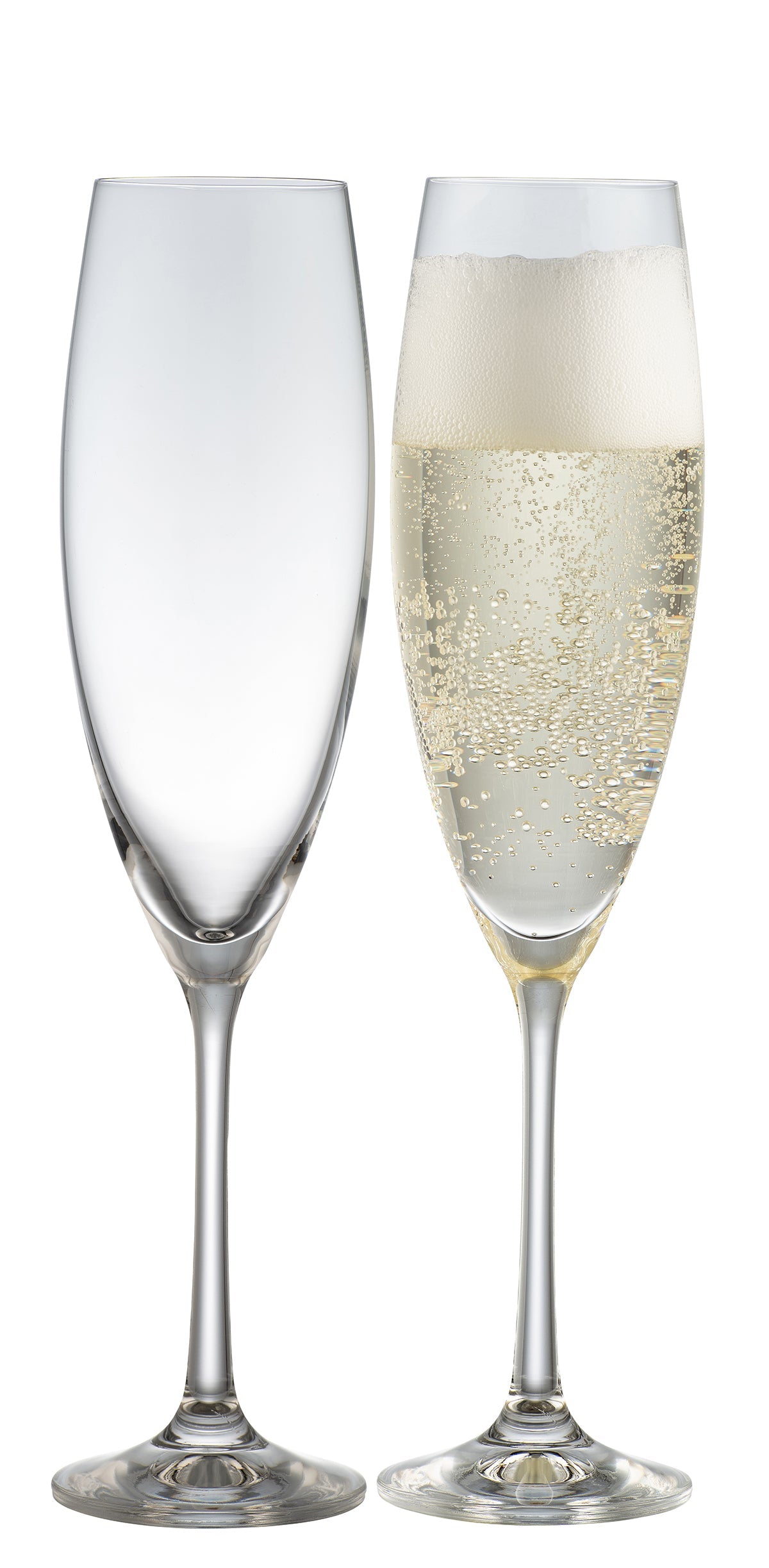 Elegance Champagne Prosecco Pair - tall, thin flutes with long stems for enhanced bubbles, luxury toast glasses by Keans