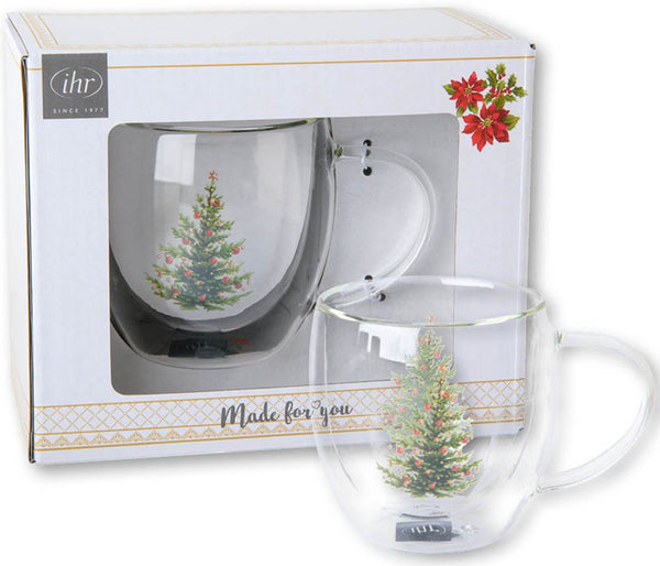Classic Christmas Tree Gold Tea Glass 250ml, hand wash only, foodsafe, gift boxed – Keans Claremorris