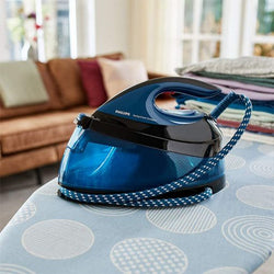 Philips GC7846/86 PerfectCare Compact Steam Generator Iron, 420g steam boost, 2400W, Blue & Black – Keans Claremorris