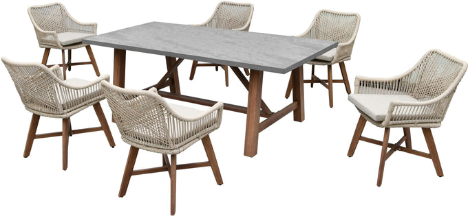 Genoa 6 Seater Garden Furniture Dining Set – Grey - Image 1