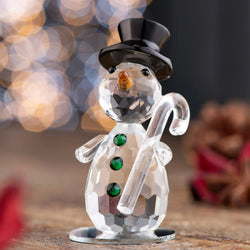 Top Hat Snowman Crystal Figurine