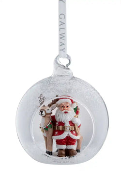 Santa & Reindeer Hanging Bauble Ornament