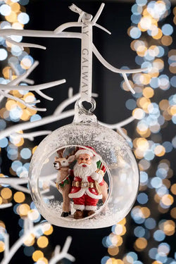 Santa & Reindeer Hanging Bauble Ornament