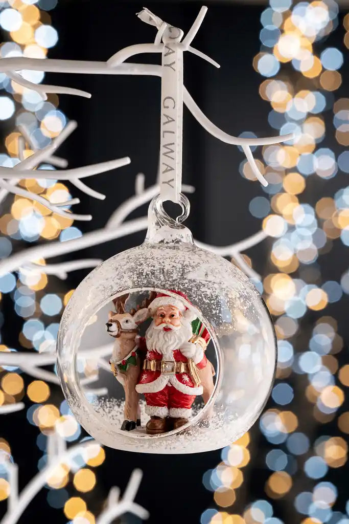 Santa & Reindeer Hanging Bauble Ornament - Image 1