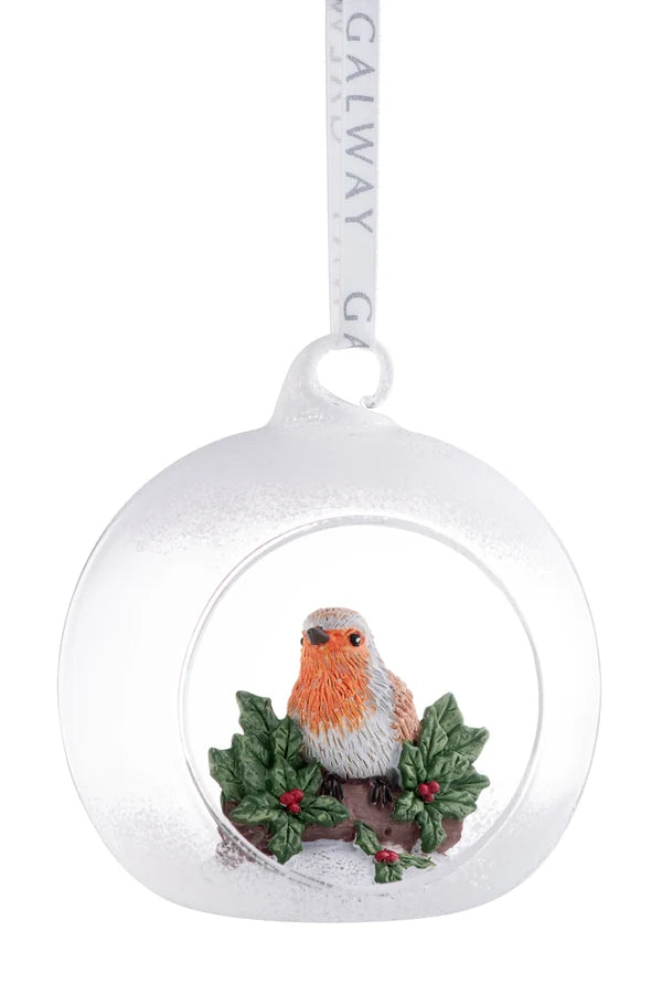 Galway Crystal Robin Hanging Bauble Ornament - Image 1