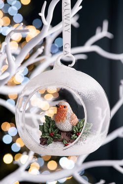 Galway Crystal Robin Hanging Bauble Ornament