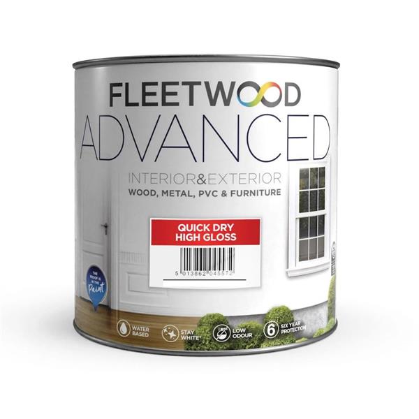 Fleetwood Advanced Quick Dry Gloss 2.5L paint, water-based, low odor, interior/exterior, wood & metal, gloss finish – Keans