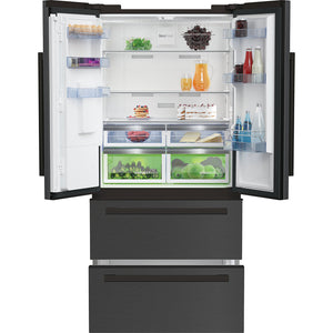 Beko American Fridge Freezer 182.5cm  Black Steel Plumbed Water + Ice Dispenser ( E Energy) 4 Door
