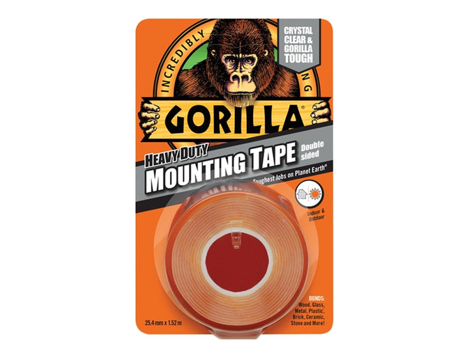 Gorilla Heavy-Duty Double Sided Clear Mounting Tape 25.4mm x 1.52m for strong indoor/outdoor bonds – Keans Claremorris
