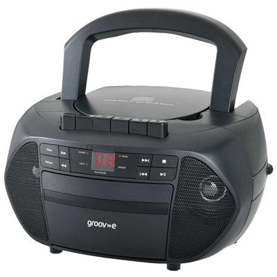 Groov-e Boombox Portable CD & Cassette Player with FM Radio, aux-in, headphones, carry handle – Keans Claremorris