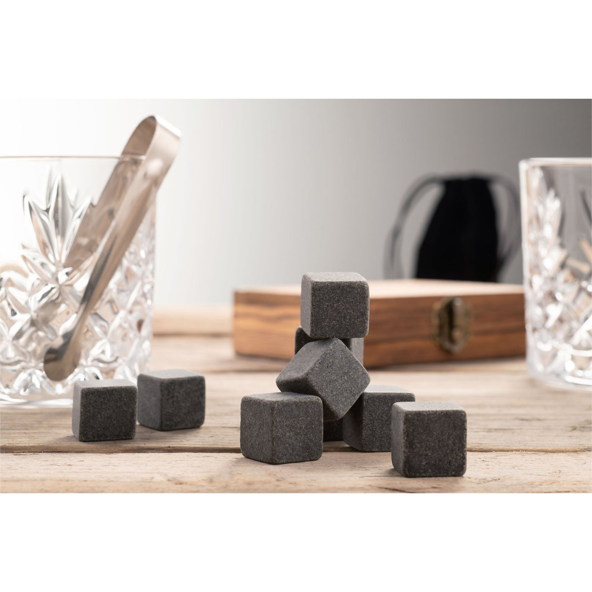 Whiskey Stones Gift Set with 8 reusable chilling cubes in wooden box – Keans Claremorris