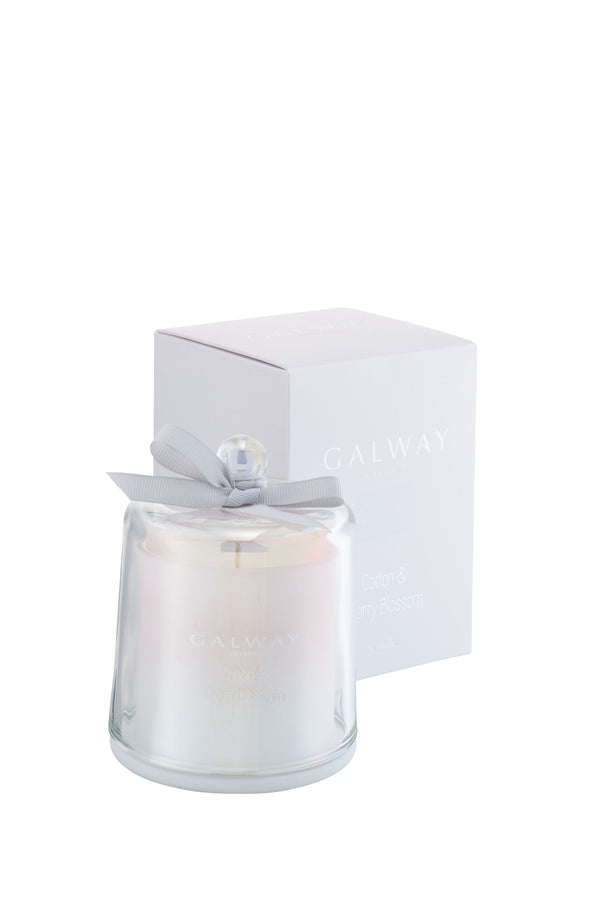 Galway Irish Crystal Cotton & Cherry Blossom Candle with citrus, floral, and warm base notes – Keans Claremorris