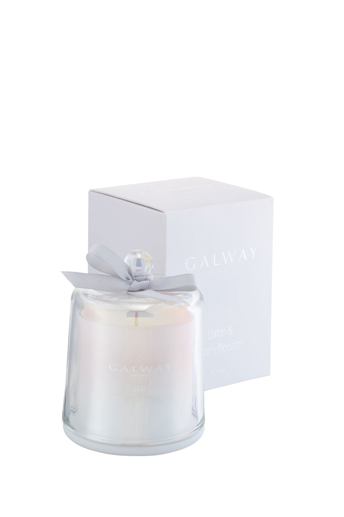Galway Irish Crystal Cotton & Cherry Blossom Candle with citrus, floral, and warm base notes – Keans Claremorris