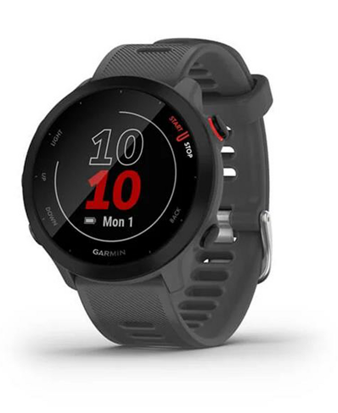 Garmin Forerunner 55 Music GPS smartwatch in Monterra Grey with heart rate, GPS, music control, 2-week battery – Keans