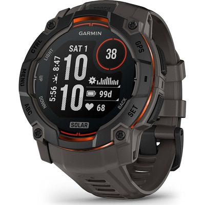 Garmin Instinct 3 50mm Solar GPS Smartwatch with rugged design, solar charging, health tracking, and built-in flashlight –