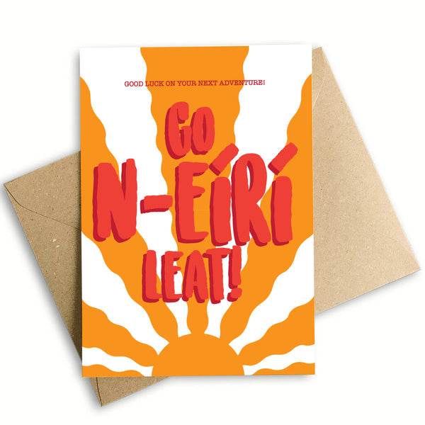 Good Luck on your Next Adventure A6 card with eco-friendly envelope, 350gsm silk card, by Keans Claremorris.