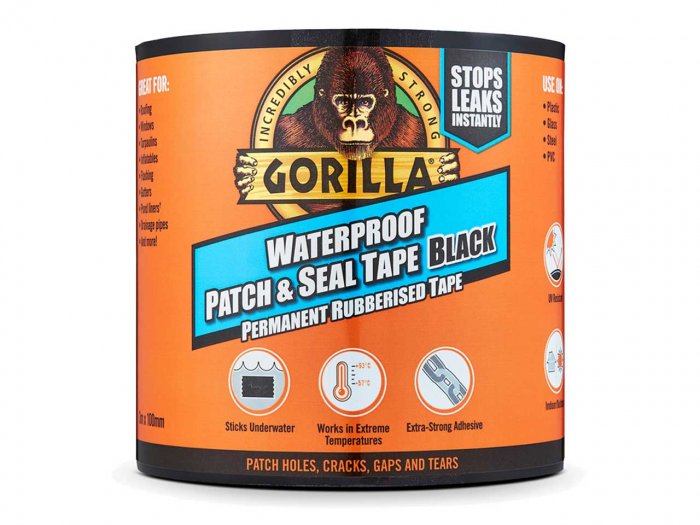 Gorilla Weatherproof Patch 2 - 3m x 100mm black waterproof, UV-resistant tape for outdoor repairs | Keans Claremorris