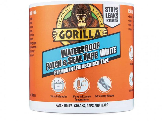 Gorilla Waterproof Patch & Seal Tape 3m x 100mm, white, waterproof, UV resistant, strong adhesive – Keans Claremorris