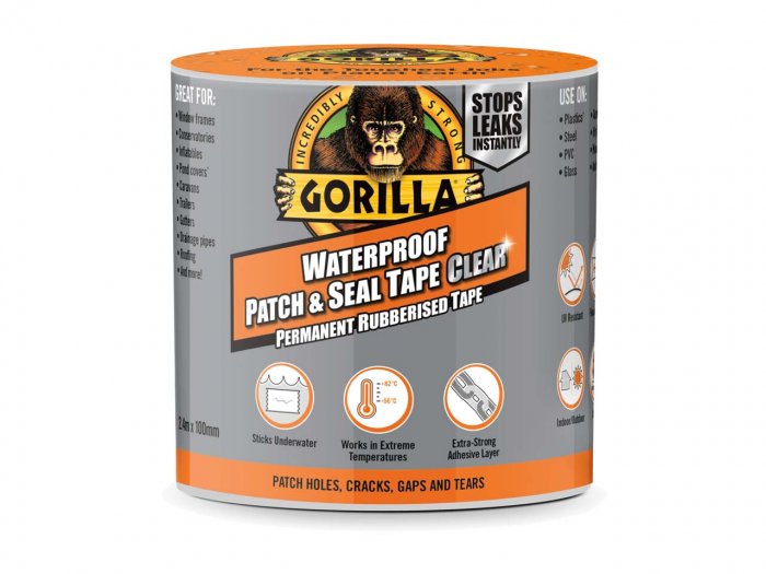 Gorilla Weatherproof Patch Clear Tape 3m x 100mm, waterproof, UV resistant, strong adhesive – Keans Claremorris