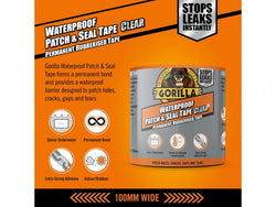 Gorilla Weatherproof Patch Clear adhesive patch for outdoor repairs, durable and waterproof – available at Keans Claremorris.