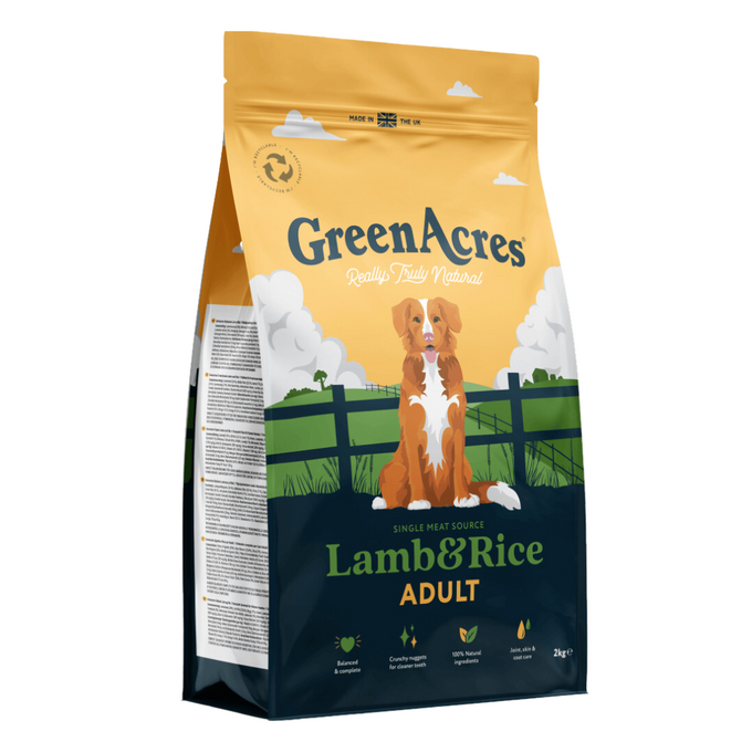 GreenAcres Adult Lamb & Rice Dog Food 12kg – Hypoallergenic, natural, no artificial additives, healthy digestion – Keans